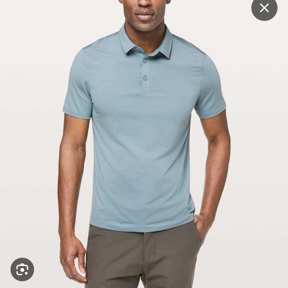 Lululemon Men's Light Blue Short Sleeve Polo Size L